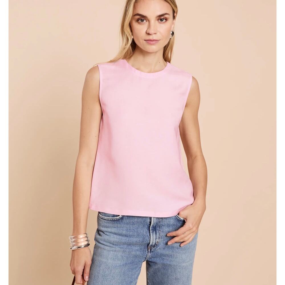 CAARA pink ona linen blend top shell size S